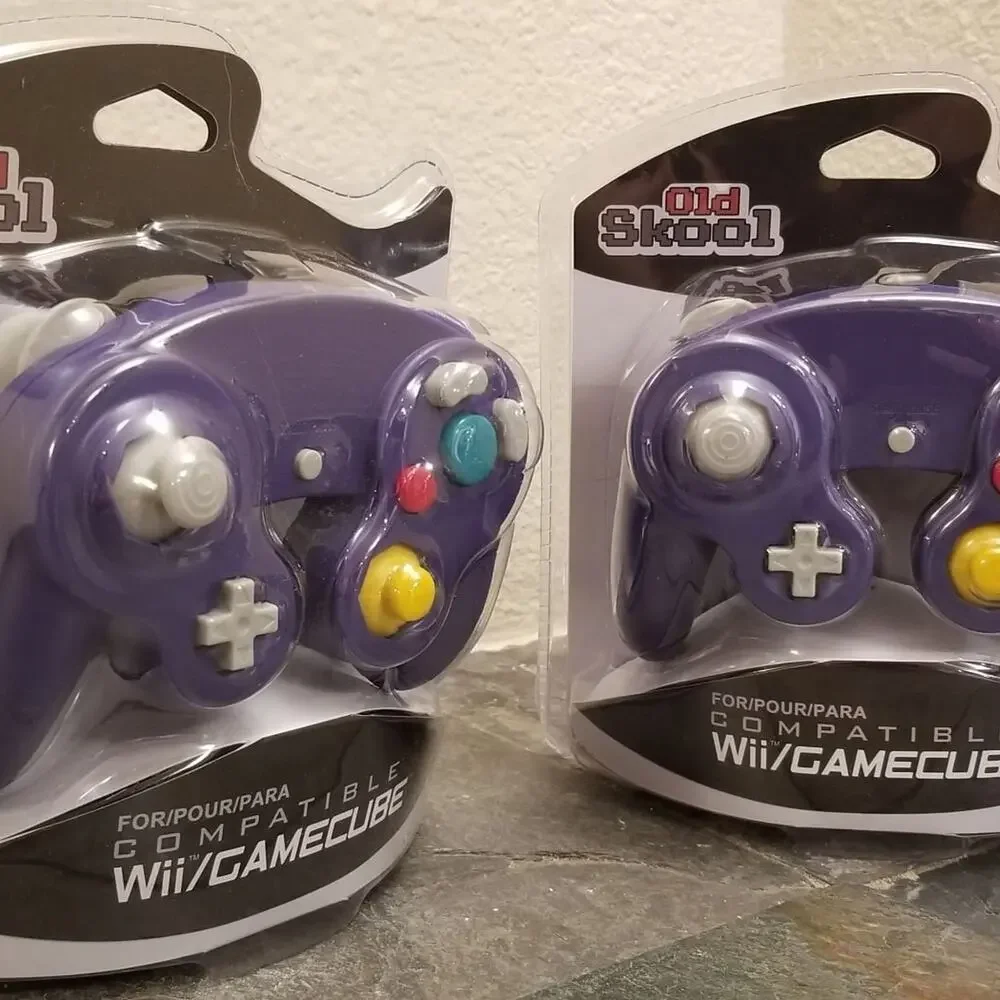 2 Gamecube Controllers - Purple / Indigo (NEW) - Nintendo - Old Skool